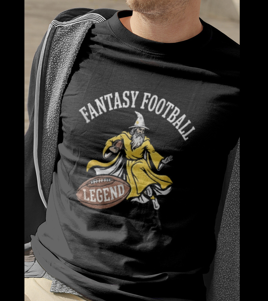 Fantasy Football Legend Yellow Robe Wizard Running With Ball T-Shirt