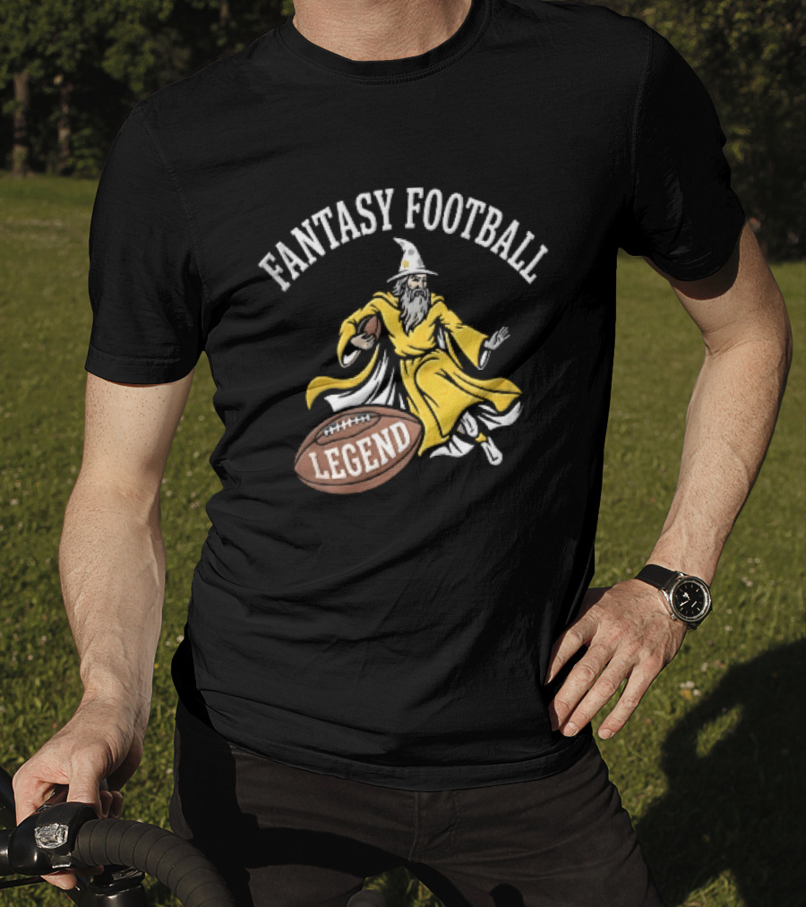 Fantasy Football Legend Yellow Robe Wizard Running With Ball T-Shirt