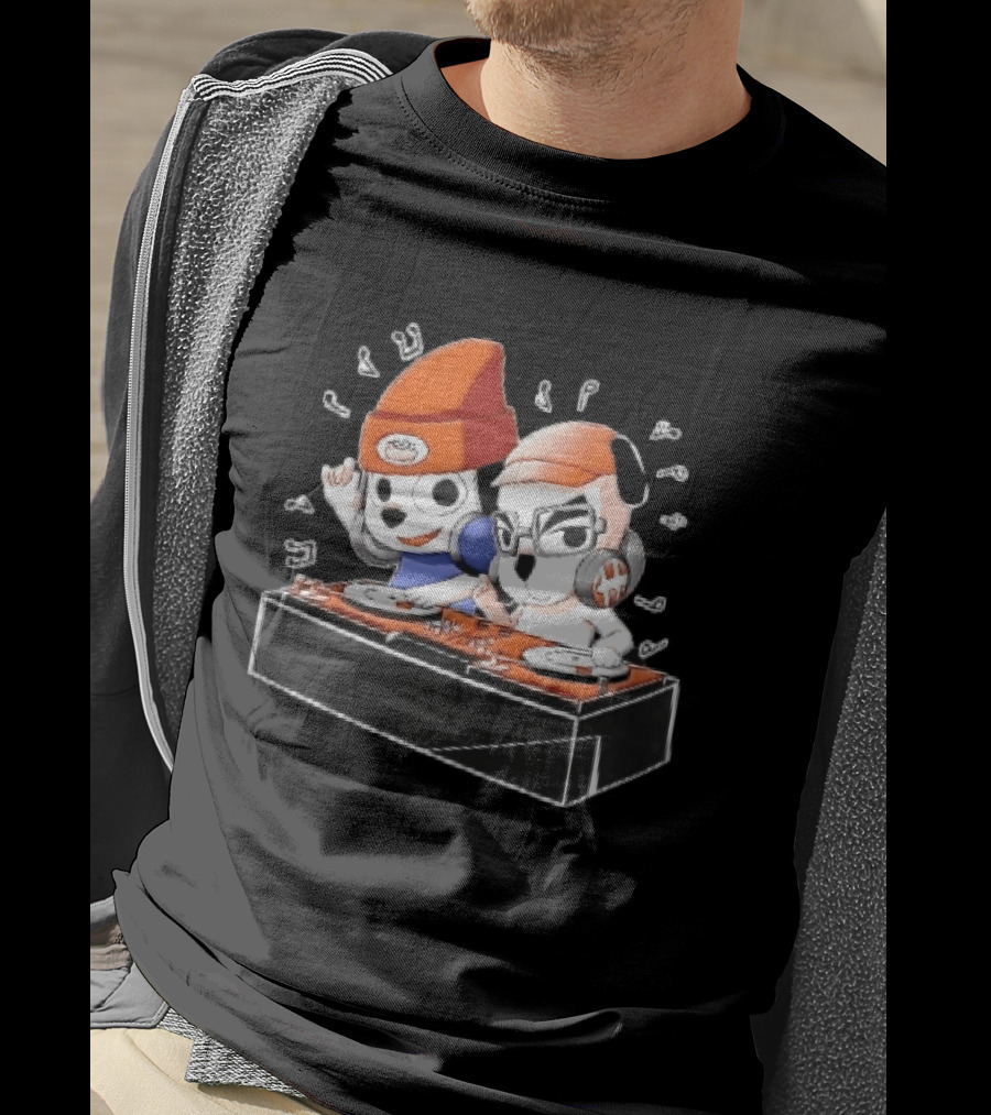 Parappa The Rapper DJ KK Animal Crossing Turntables Music Notes Collaboration T-Shirt