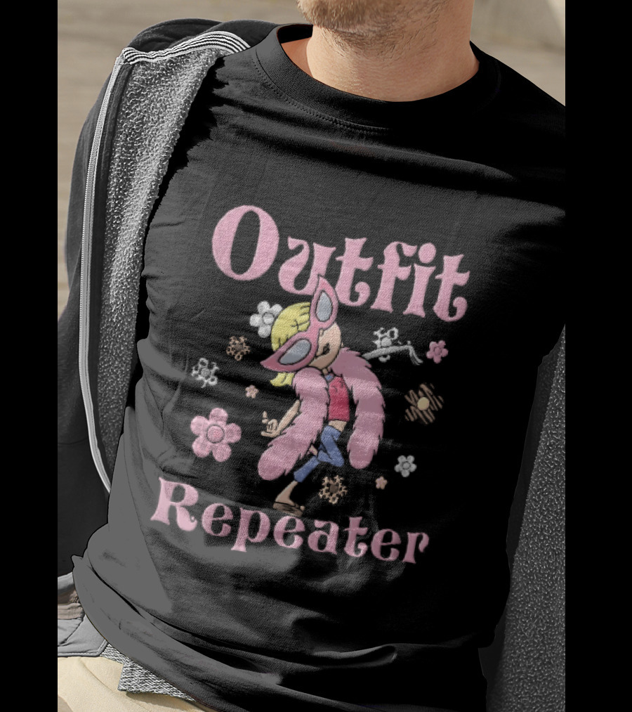 Outfit Repeater Cartoon Girl Pink Sunglasses Floral T-Shirt