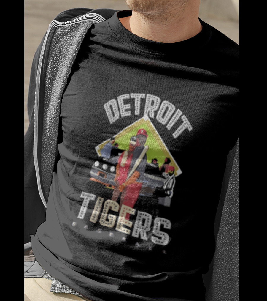Detroit Tigers Baseball With Car And Figures T-Shirt