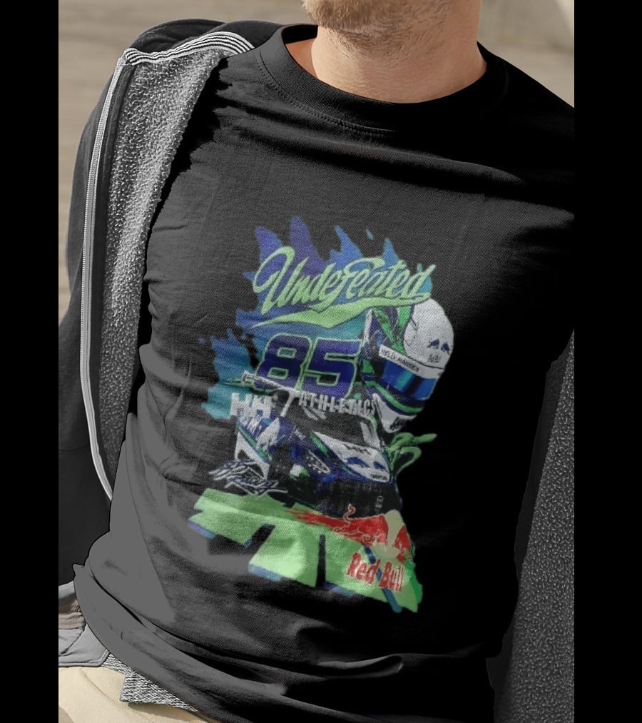 Undefeated 85 Athletics Red Bull Helly Hansen Race Car Helmet Splashes T-Shirt
