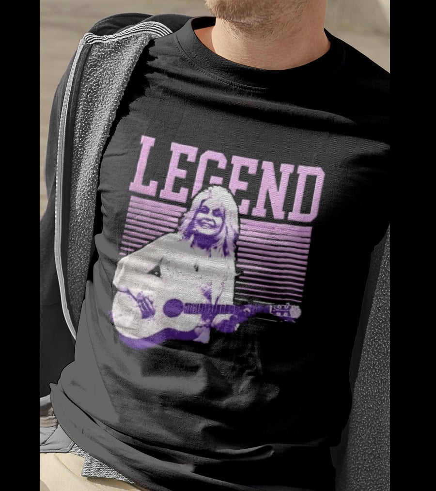 Legendary Female Country Singer Acoustic Guitar Pink Halftone Stripes T-Shirt