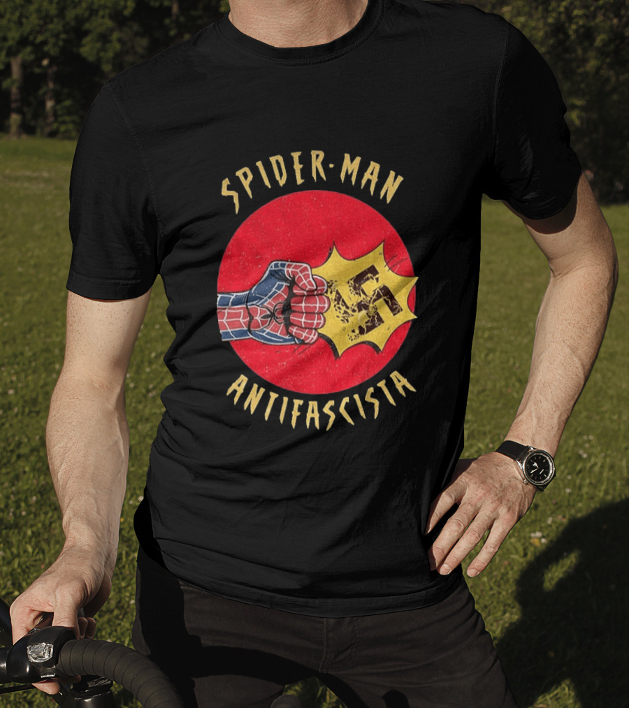Spider Man Antifascista Punch Kapow Comic Book T-Shirt