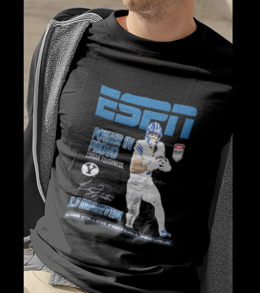 ESPN Power In Provo BYU Football LJ Martin 2026 College Football Preview T-Shirt