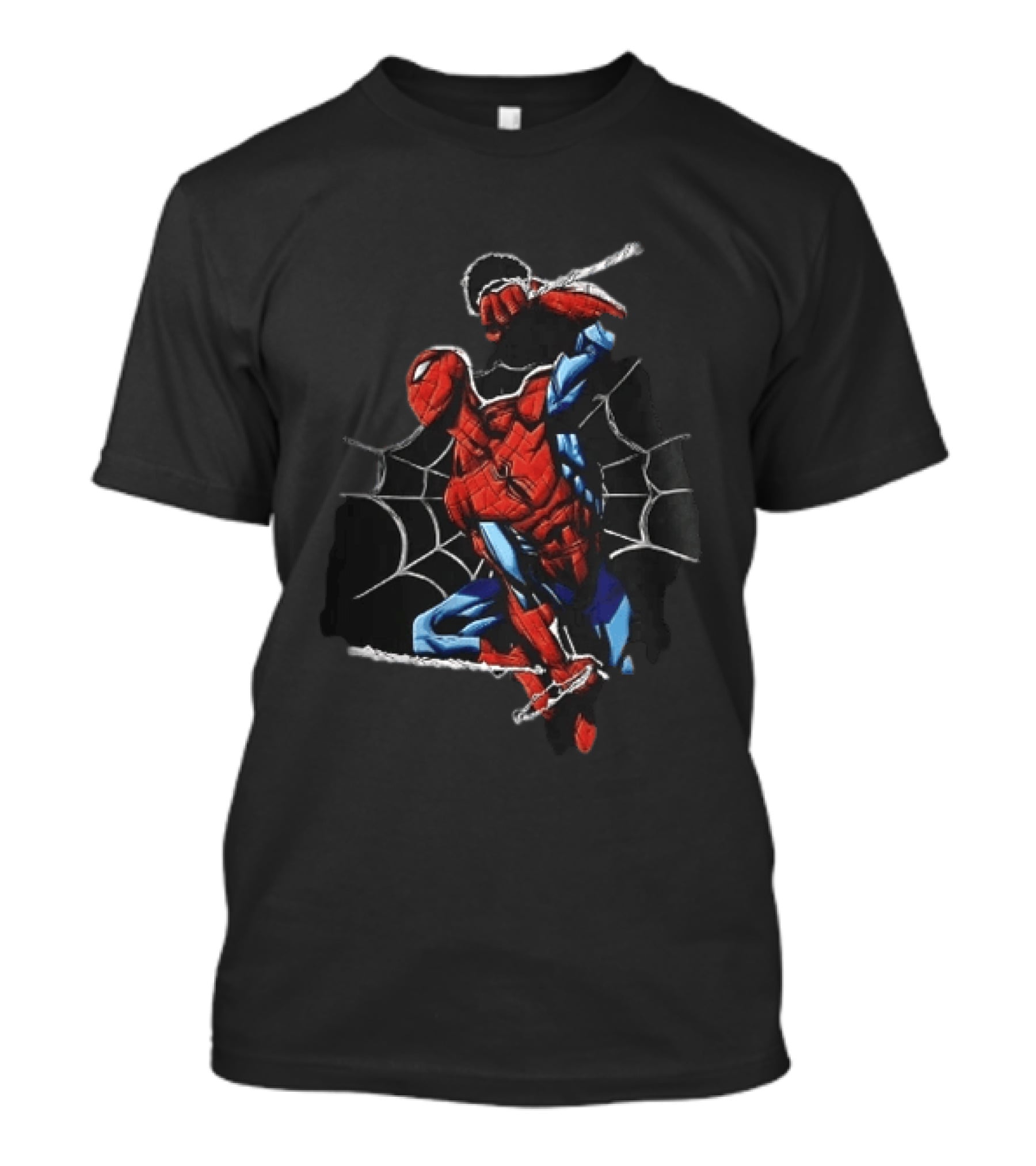 Spider Man Web Swinging Pose Comic Book Line Art Classic Marvel Superhero T-Shirt