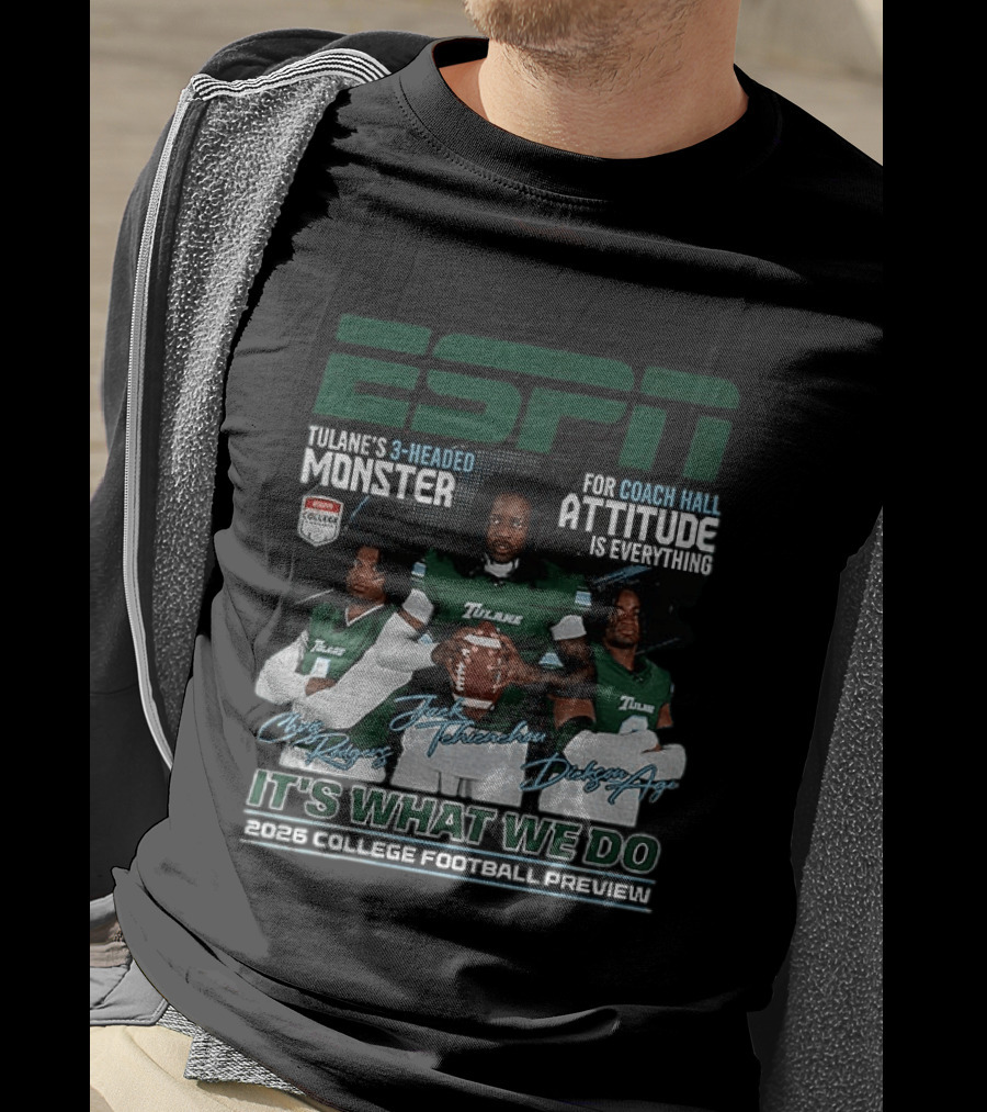 ESPN Tulane's 3 Headed Monster Chris Rodgers Jack Tehienchou Dickson Agu College Football Preview T-Shirt