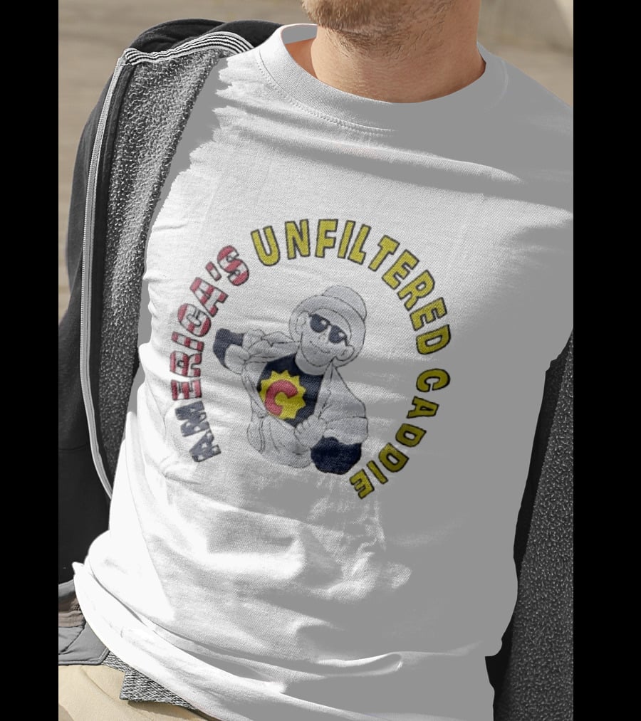 America's Unfiltered Caddie Cartoon Superhero Ripping Open Jumpsuit T-Shirt