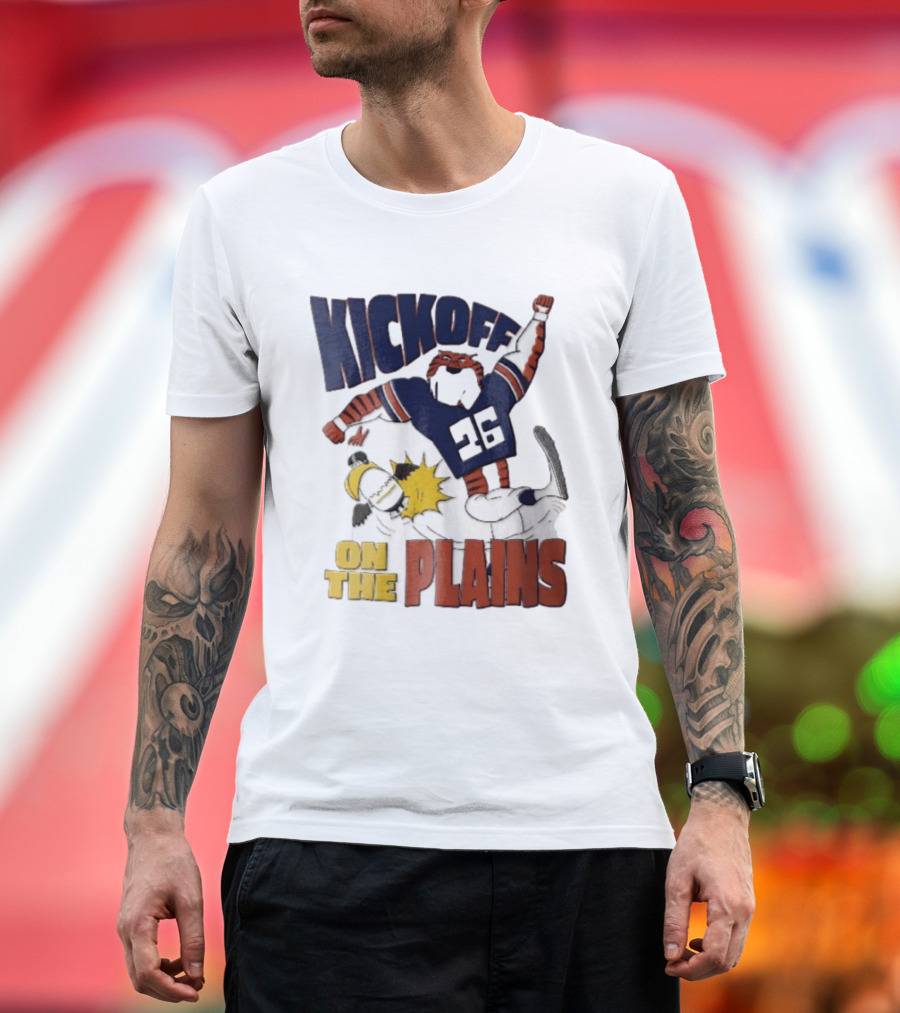 Kickoff On The Plains Auburn Tigers Southern Miss Cartoon Kicking Eagle T-Shirt