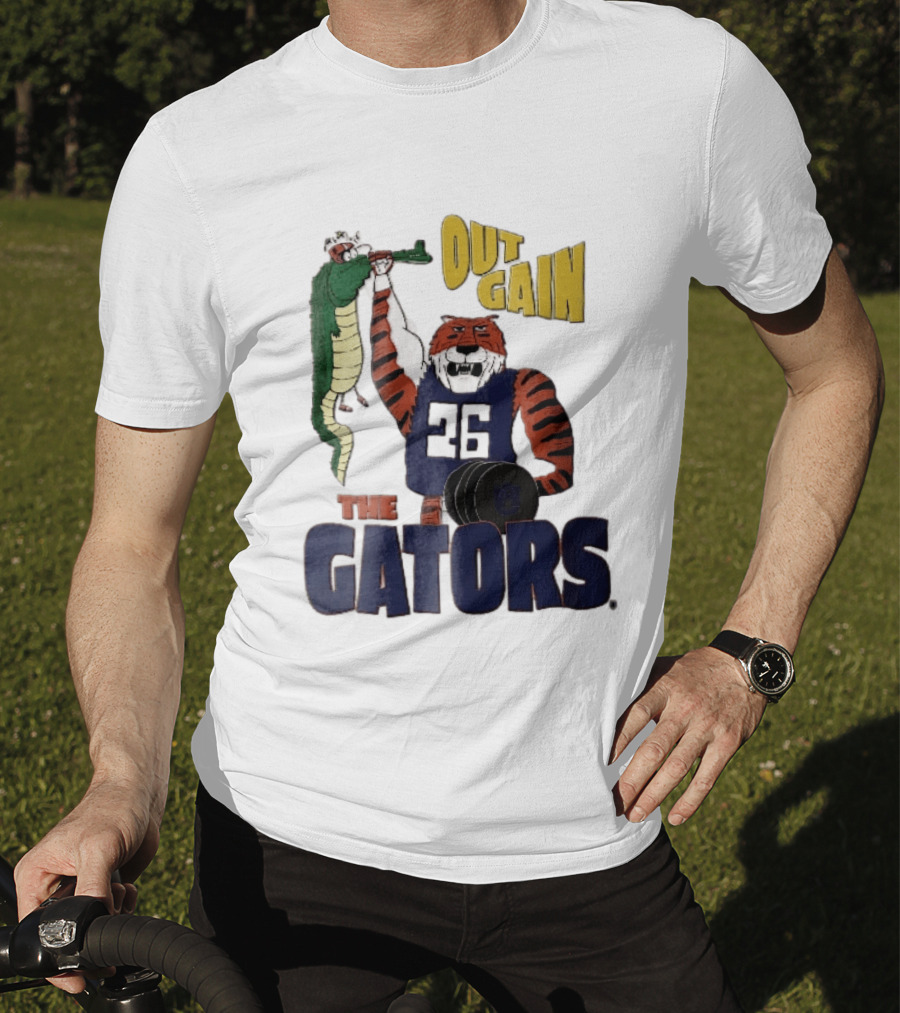 Auburn Tigers Out Gain The Gators Cartoon Weightlifting Alligator NCAA T-Shirt