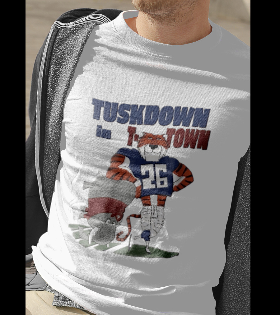Tuskdown In Town Auburn Tigers NCAA Cartoon Elephant T-Shirt