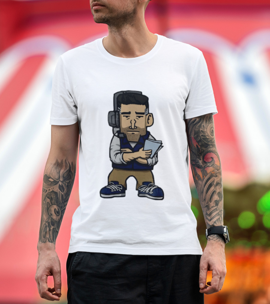 Bill Belichick Headset New England Patriots Coach Caricature T-Shirt
