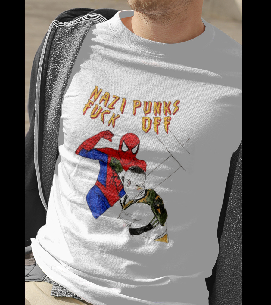 Nazi Punks Fuck Off Spider Man Punching T-Shirt