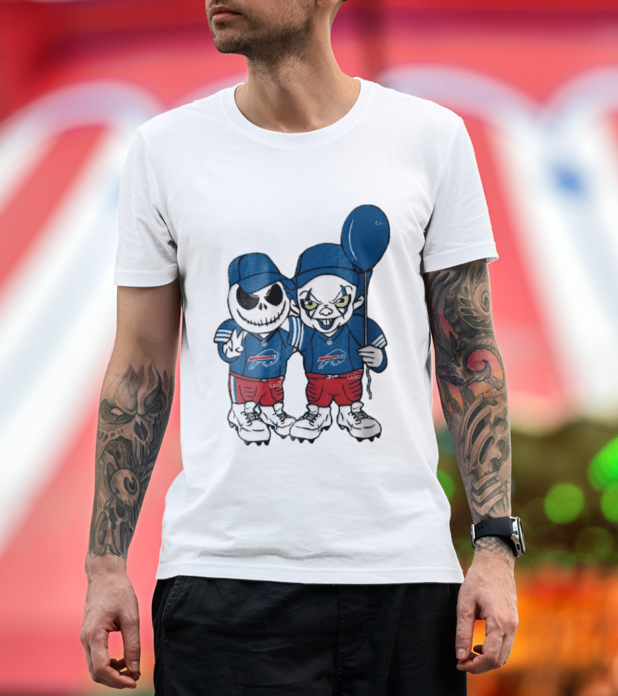 Buffalo Bills Skeleton Clown Duo With Balloon NFL Team Spirit T-Shirt