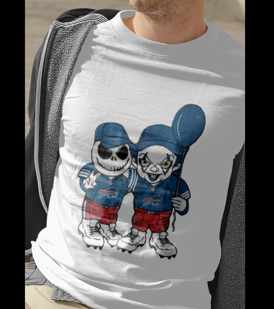 Buffalo Bills Skeleton Clown Duo With Balloon NFL Team Spirit T-Shirt