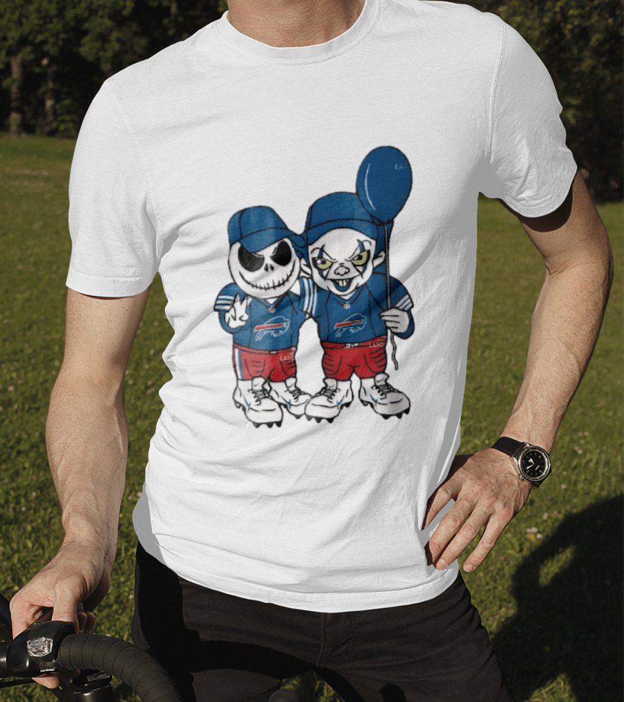 Buffalo Bills Skeleton Clown Duo With Balloon NFL Team Spirit T-Shirt