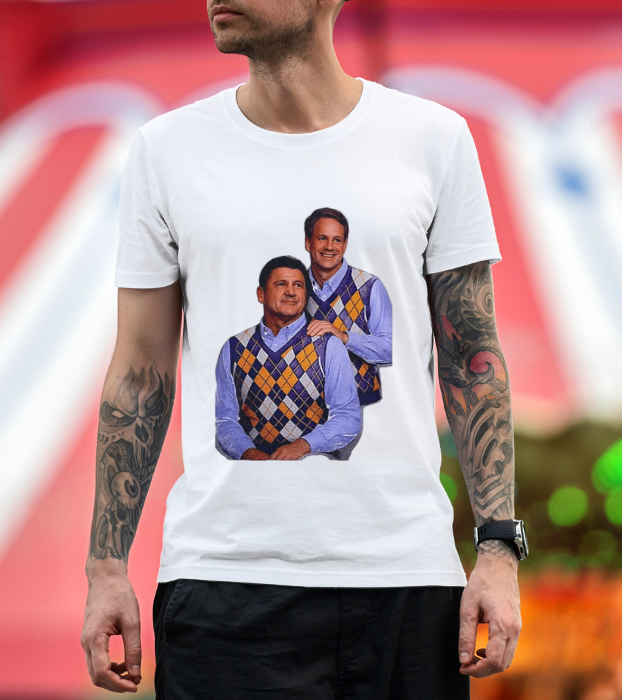 LSU Tigers Ed Orgeron Vs Kim Mulkey Argyle Sweater Coaches T-Shirt