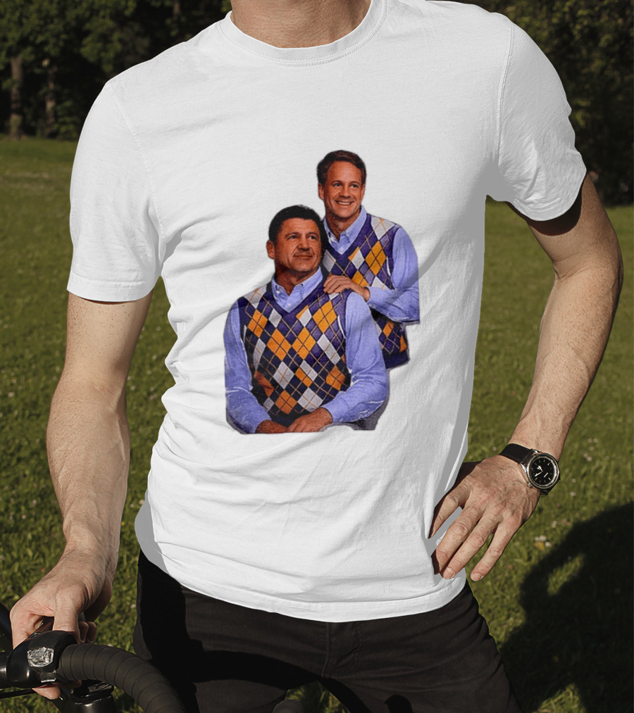 LSU Tigers Ed Orgeron Vs Kim Mulkey Argyle Sweater Coaches T-Shirt