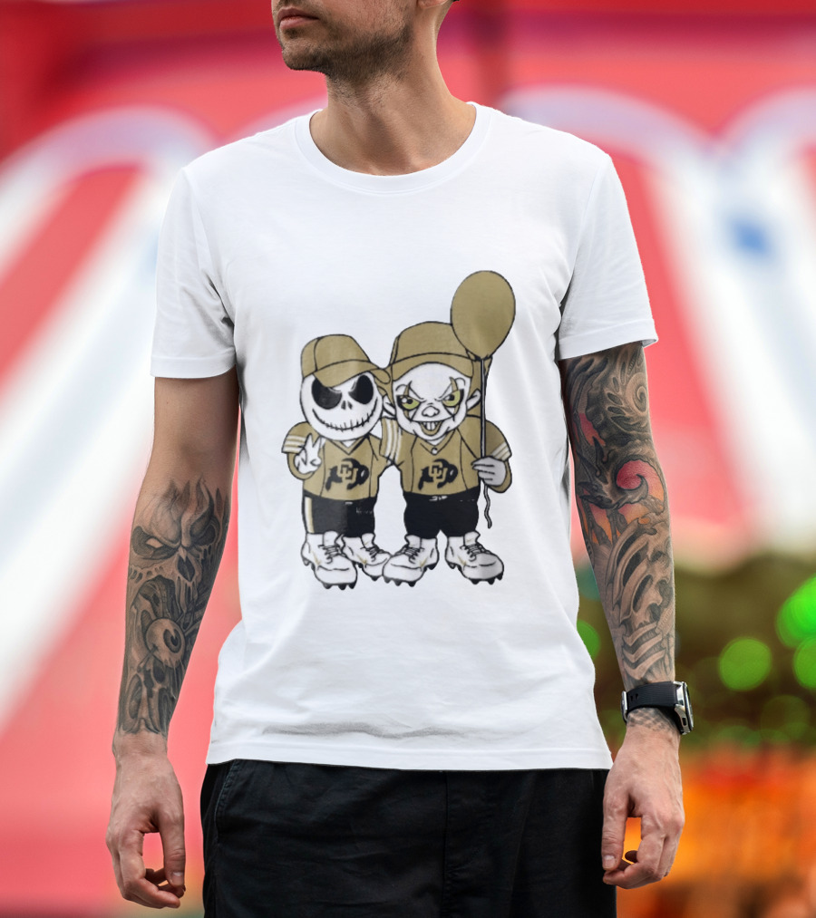 Colorado Buffaloes NCAA Jack Skellington Clown With Balloon Football T-Shirt