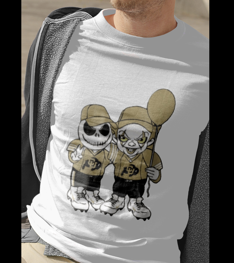 Colorado Buffaloes NCAA Jack Skellington Clown With Balloon Football T-Shirt