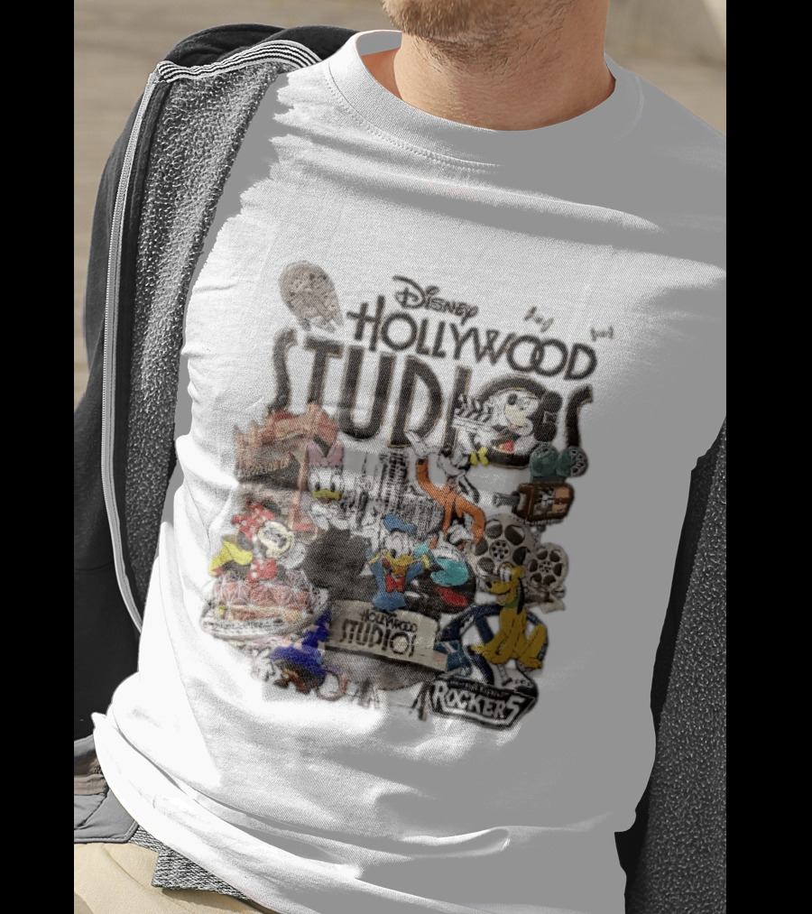 Disney Hollywood Studios G Force Records Rockers Distressed Cartoon Characters Collage T-Shirt