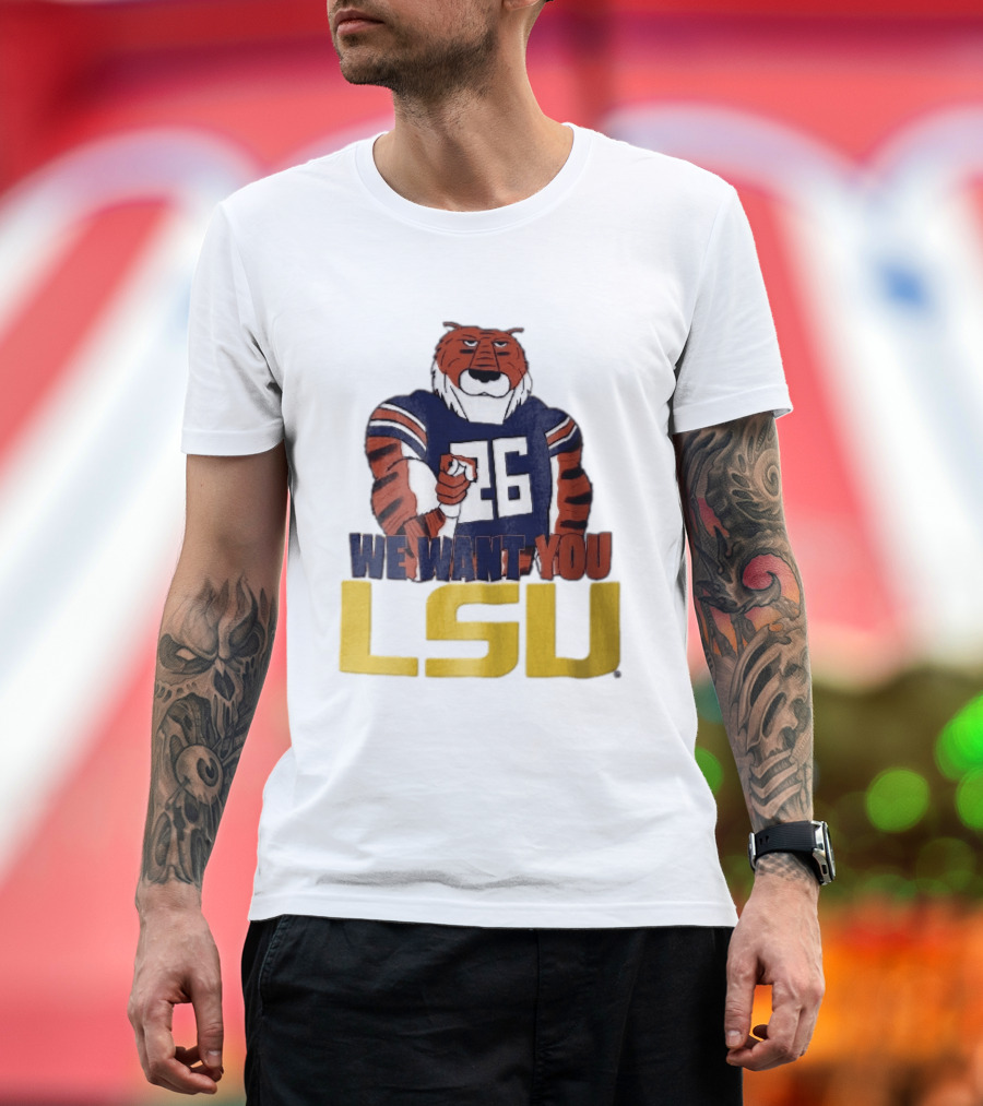 LSU Tigers We Want You Number 26 Mascot Pointing T-Shirt