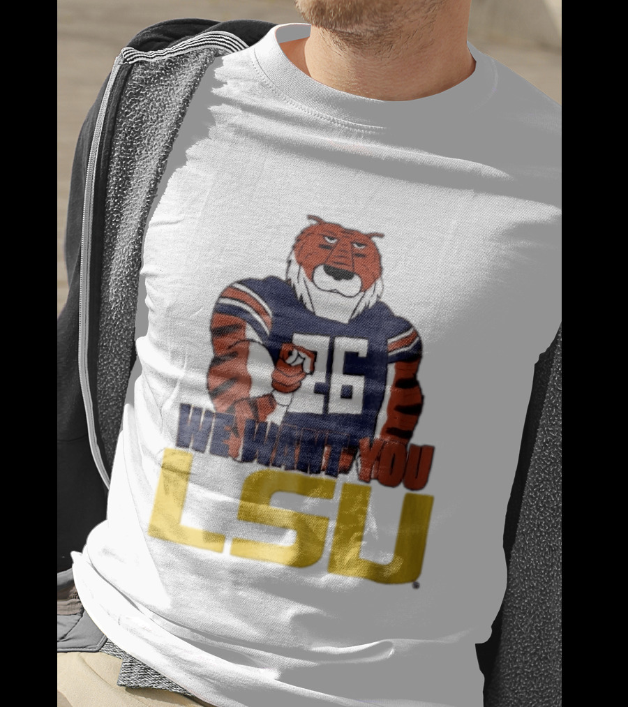 LSU Tigers We Want You Number 26 Mascot Pointing T-Shirt