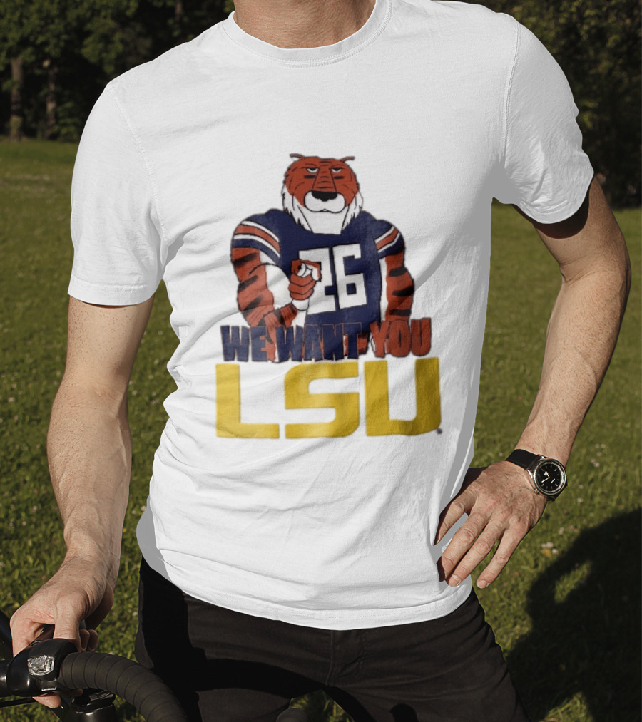 LSU Tigers We Want You Number 26 Mascot Pointing T-Shirt