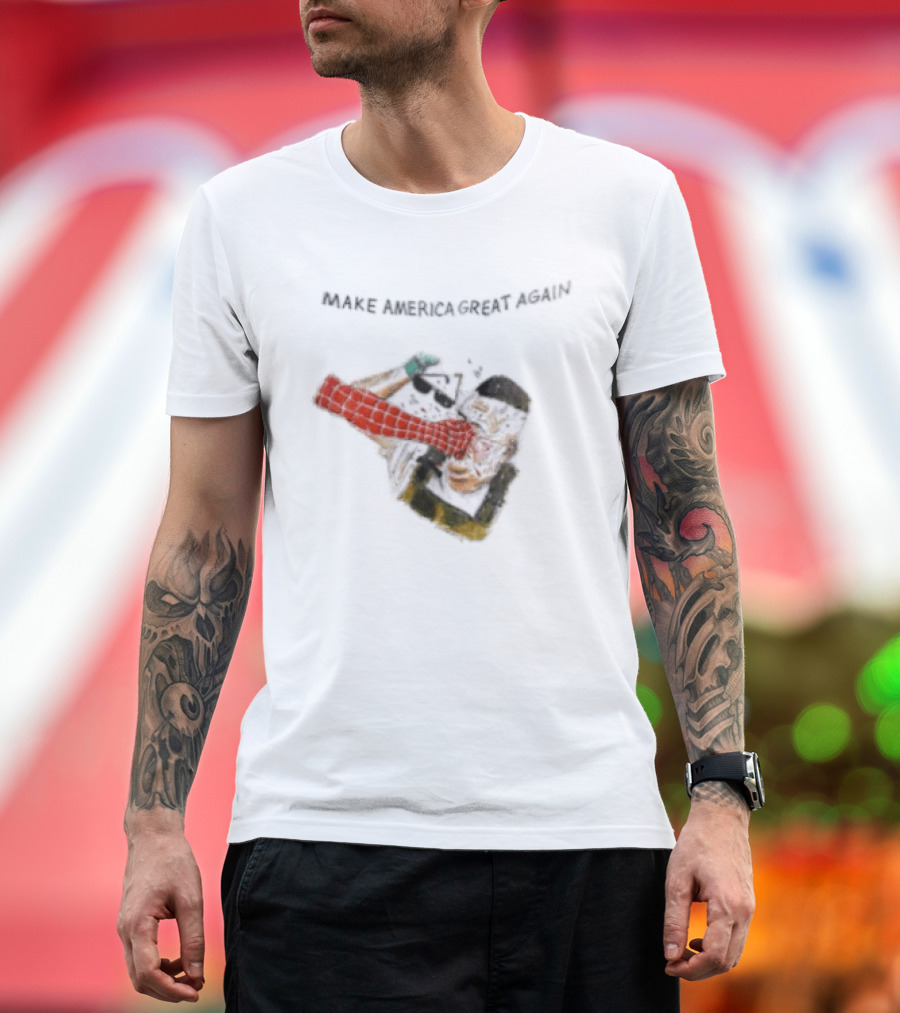 Make America Great Again Spider Man Punching Political Caricature T-Shirt