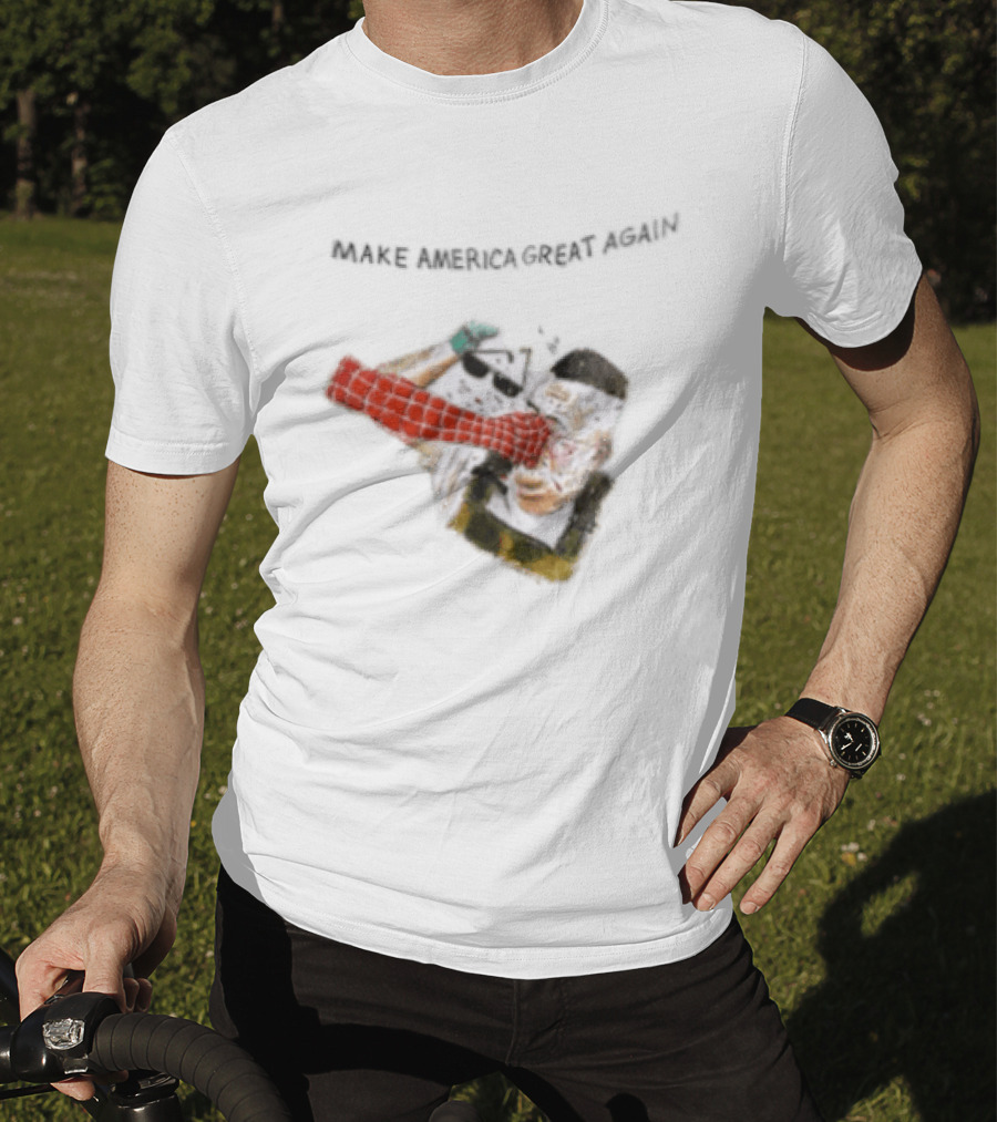 Make America Great Again Spider Man Punching Political Caricature T-Shirt