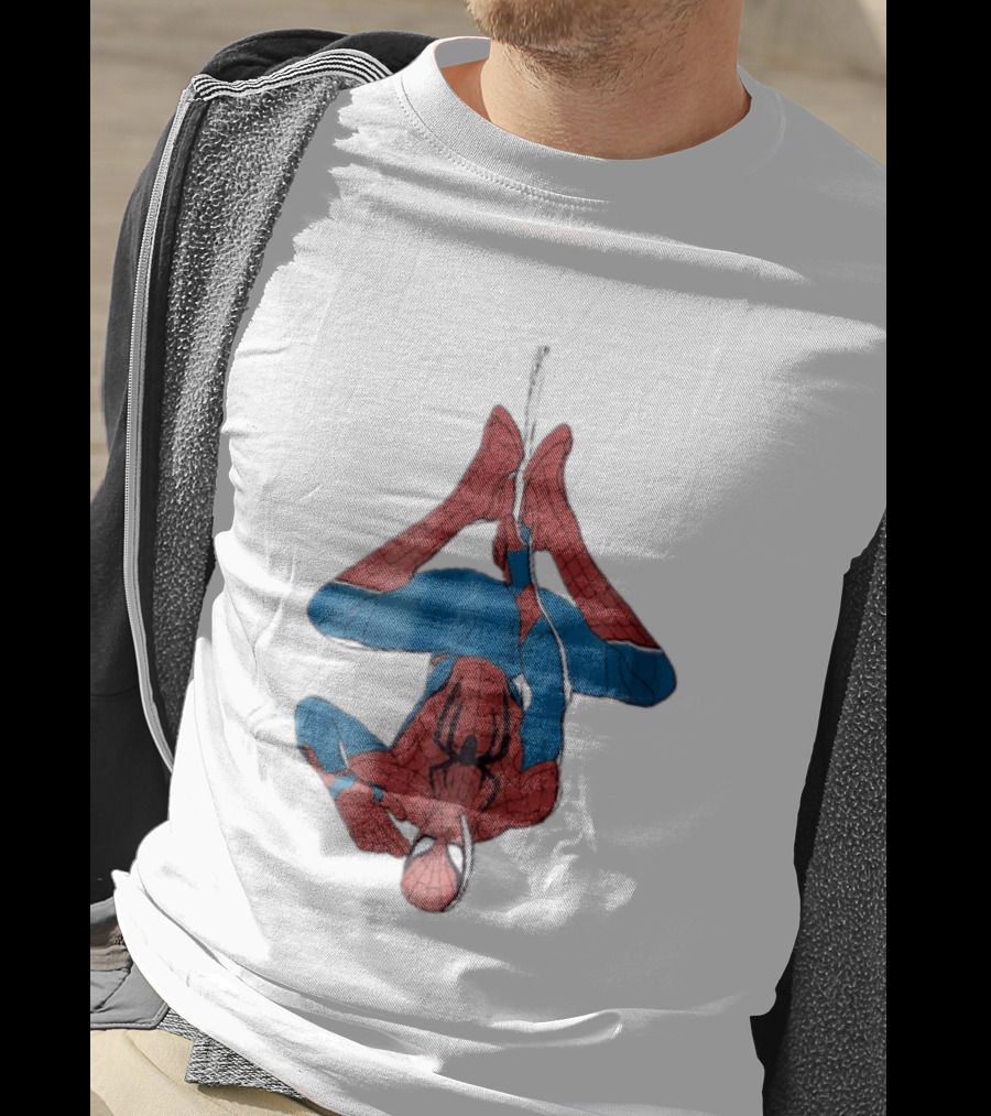 Marvel Spider Man Upside Down Hanging Web Cartoon T-Shirt