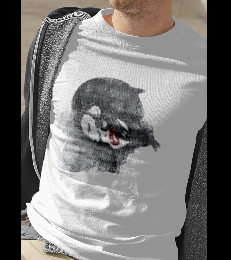 Nessa Barrett Tough Love Off The Shoulder Monochrome Red Lips Sketch T-Shirt