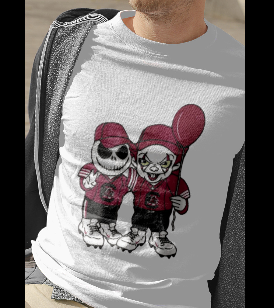 South Carolina Gamecocks NCAA Jack Skellington Pennywise Red Balloon Cartoon T-Shirt
