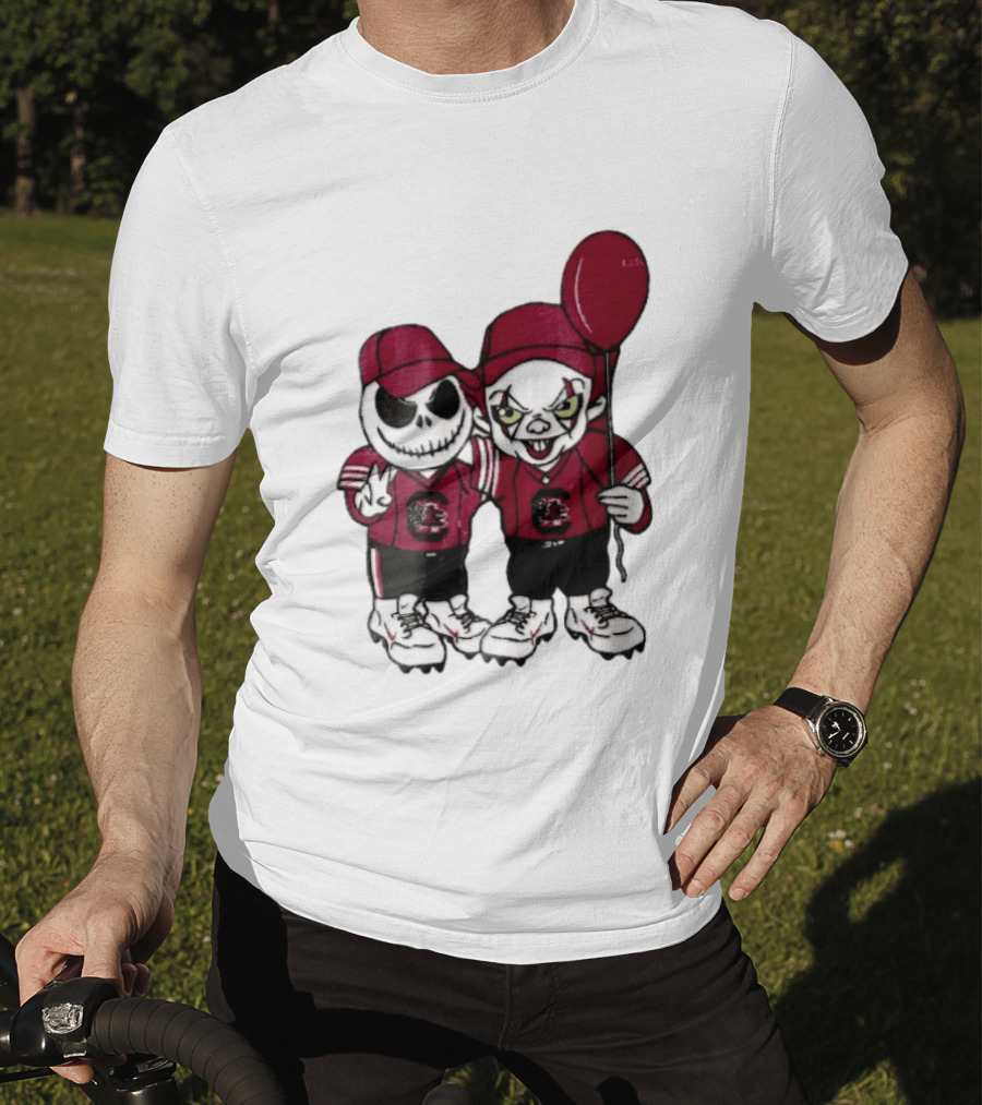 South Carolina Gamecocks NCAA Jack Skellington Pennywise Red Balloon Cartoon T-Shirt