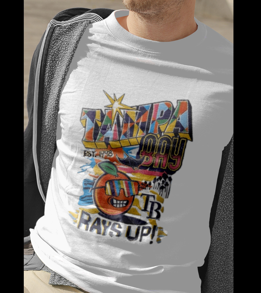 Tampa Bay Rays Est 1998 Cartoon Orange Sunglasses Palm Trees Stingray Rays Up T-Shirt