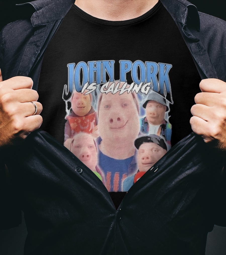 John Pork Is Calling Meme Pig Characters T-Shirt