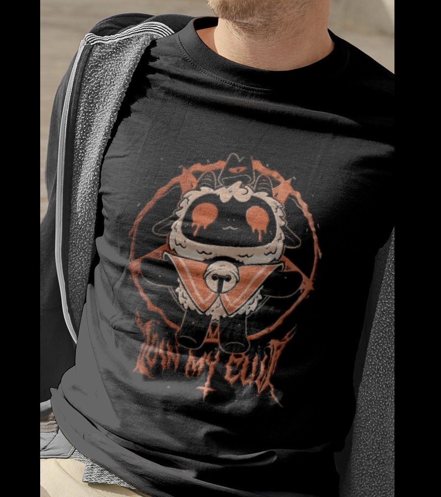 Join My Cult Cartoon Lamb Pentagram Bleeding Eyes Cross T-Shirt