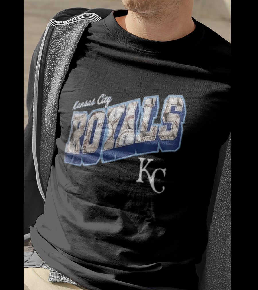 Kansas City Royals Baseball 3D Block KC T-Shirt