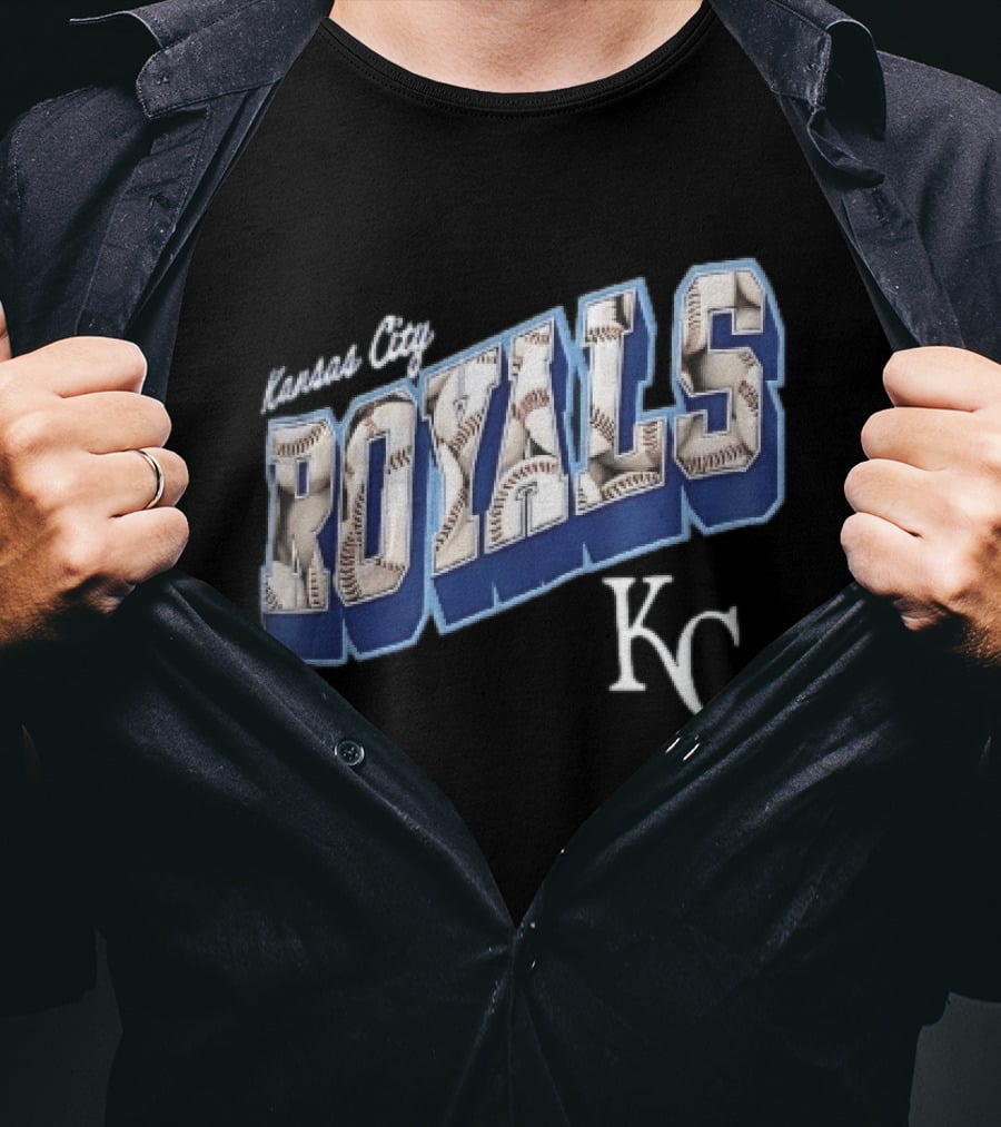 Kansas City Royals Baseball 3D Block KC T-Shirt