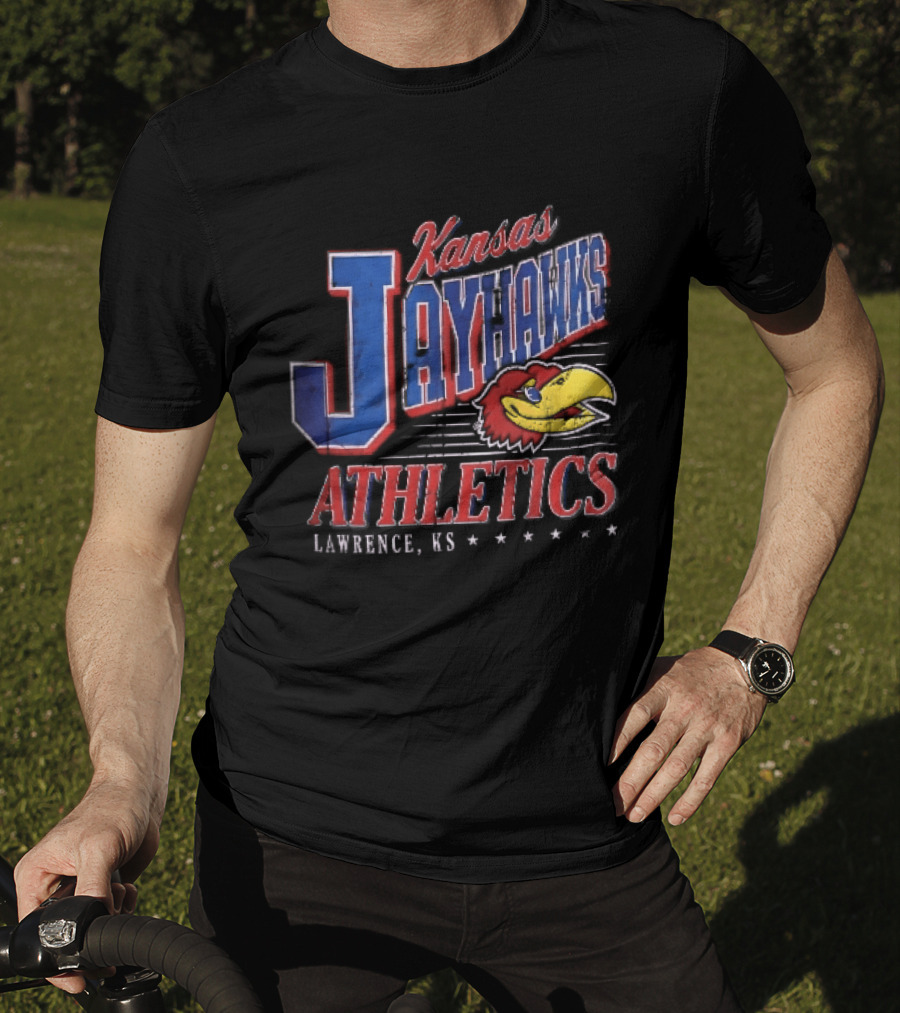 Kansas Jayhawks Athletics Lawrence KS Distressed Bird Head Stars T-Shirt