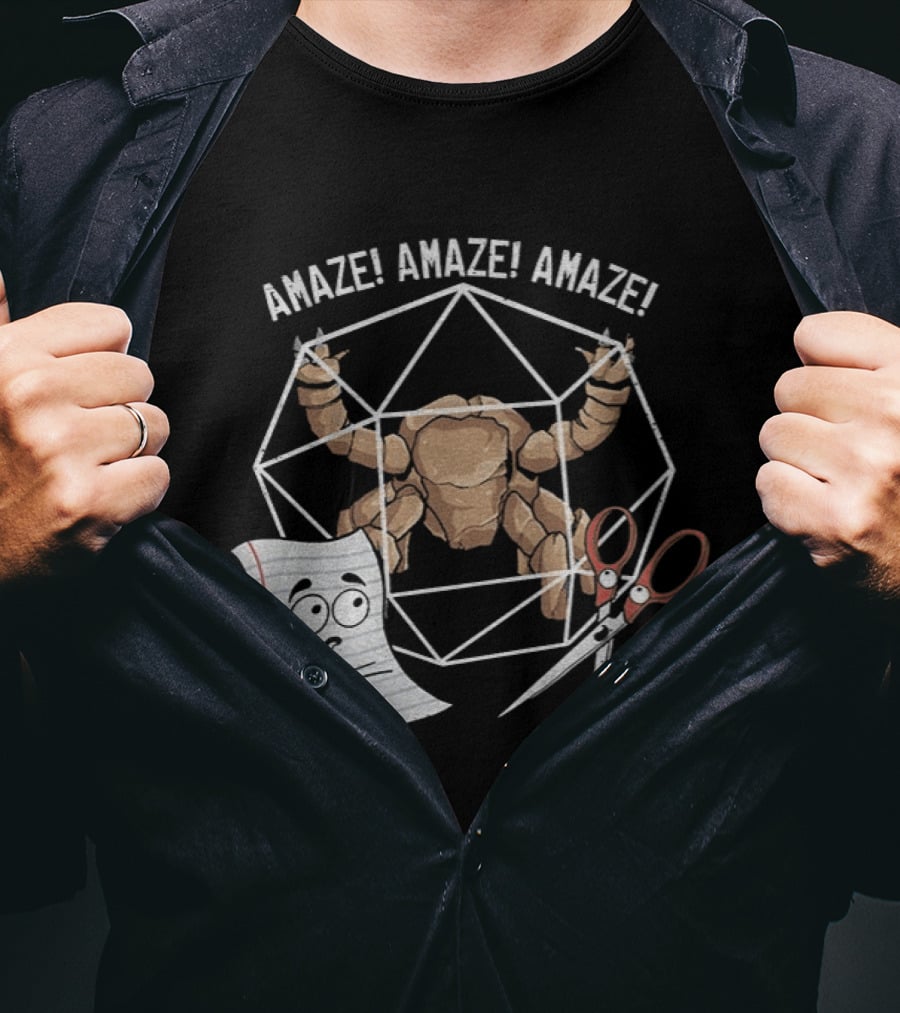 Rocky Paper Scissors Amaze Amaze Amaze Polyhedron Challenge T-Shirt