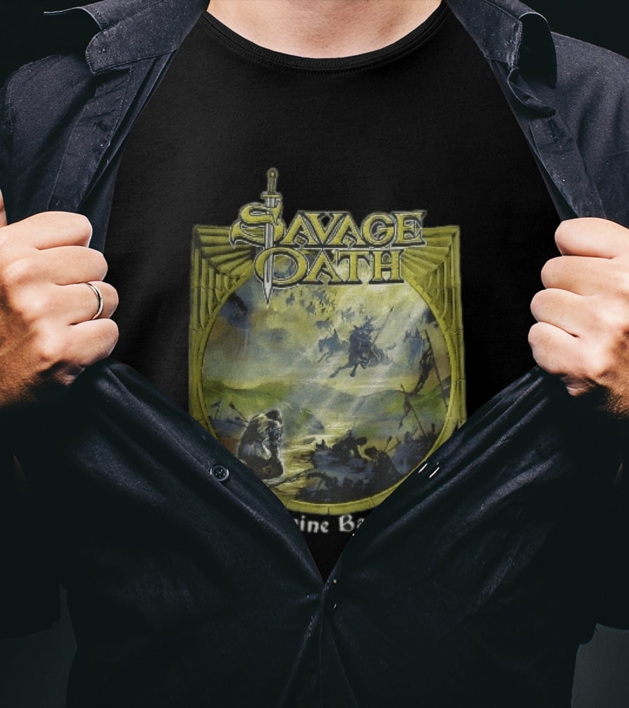 Savage Oath Divine Battle Ghostly Cavalry And Wounded Kneeling Knight T-Shirt