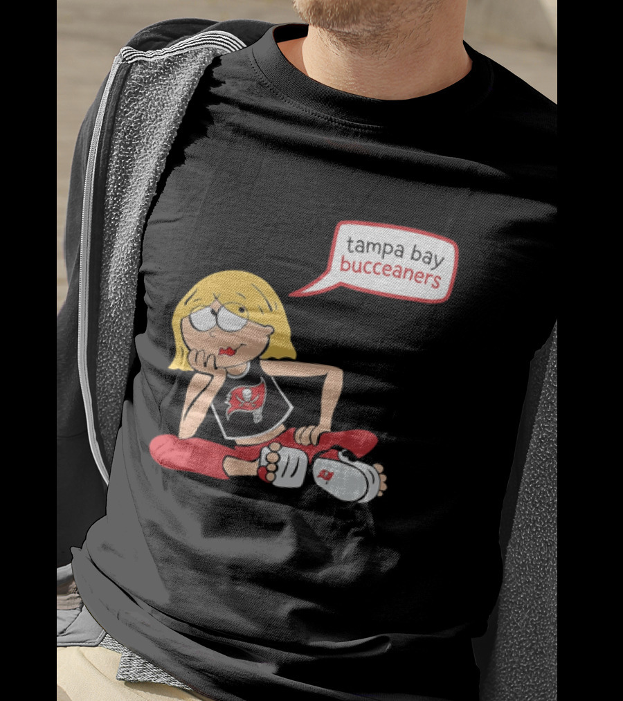 Tampa Bay Buccaneers Cartoon Blonde Girl Speech Bubble Red Pants T-Shirt