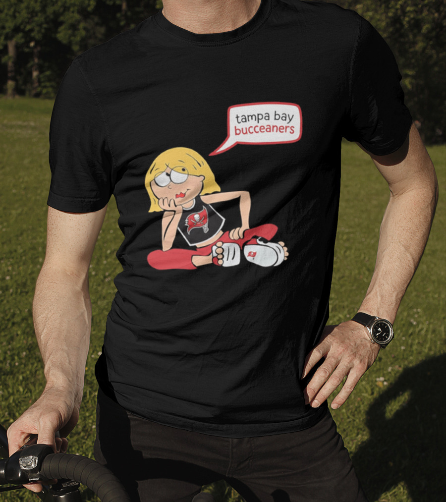 Tampa Bay Buccaneers Cartoon Blonde Girl Speech Bubble Red Pants T-Shirt