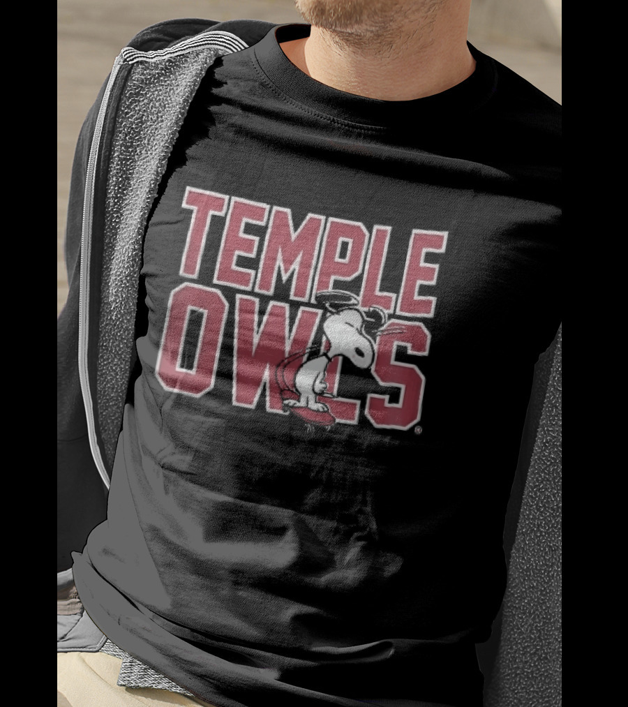 Temple Owls NCAA Snoopy Skateboarding Sunglasses T-Shirt