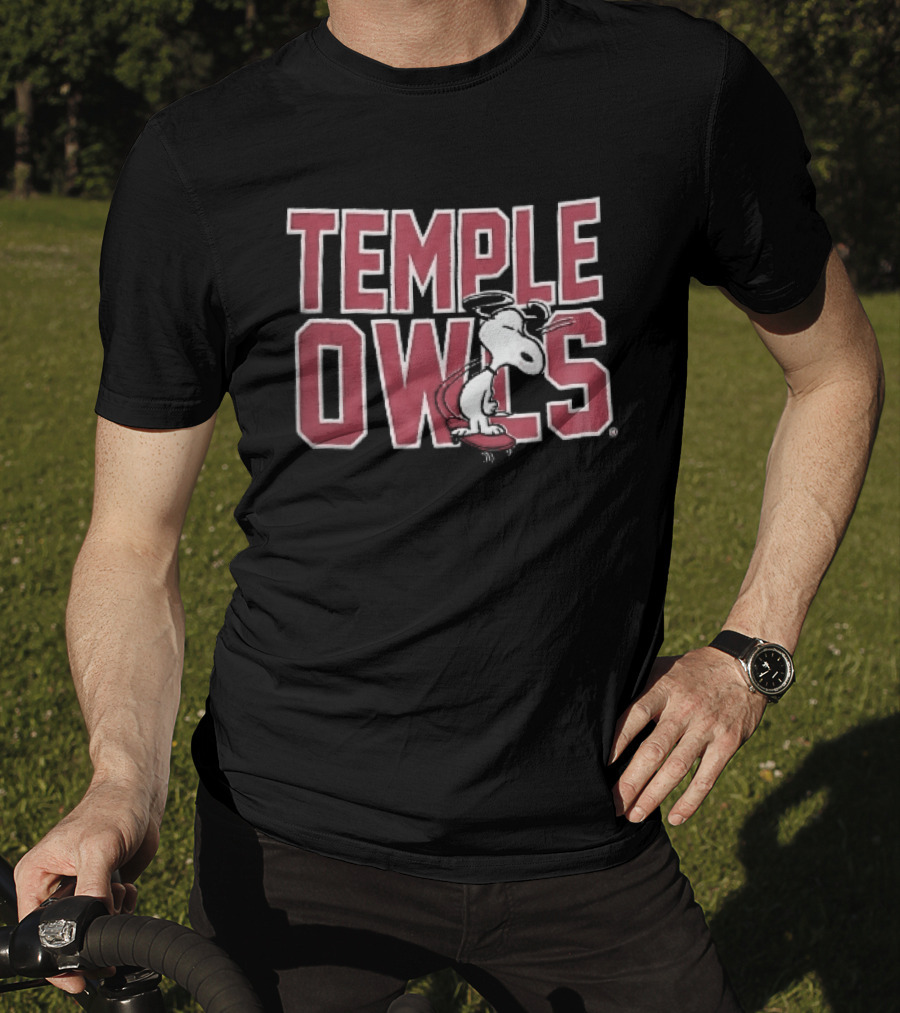 Temple Owls NCAA Snoopy Skateboarding Sunglasses T-Shirt