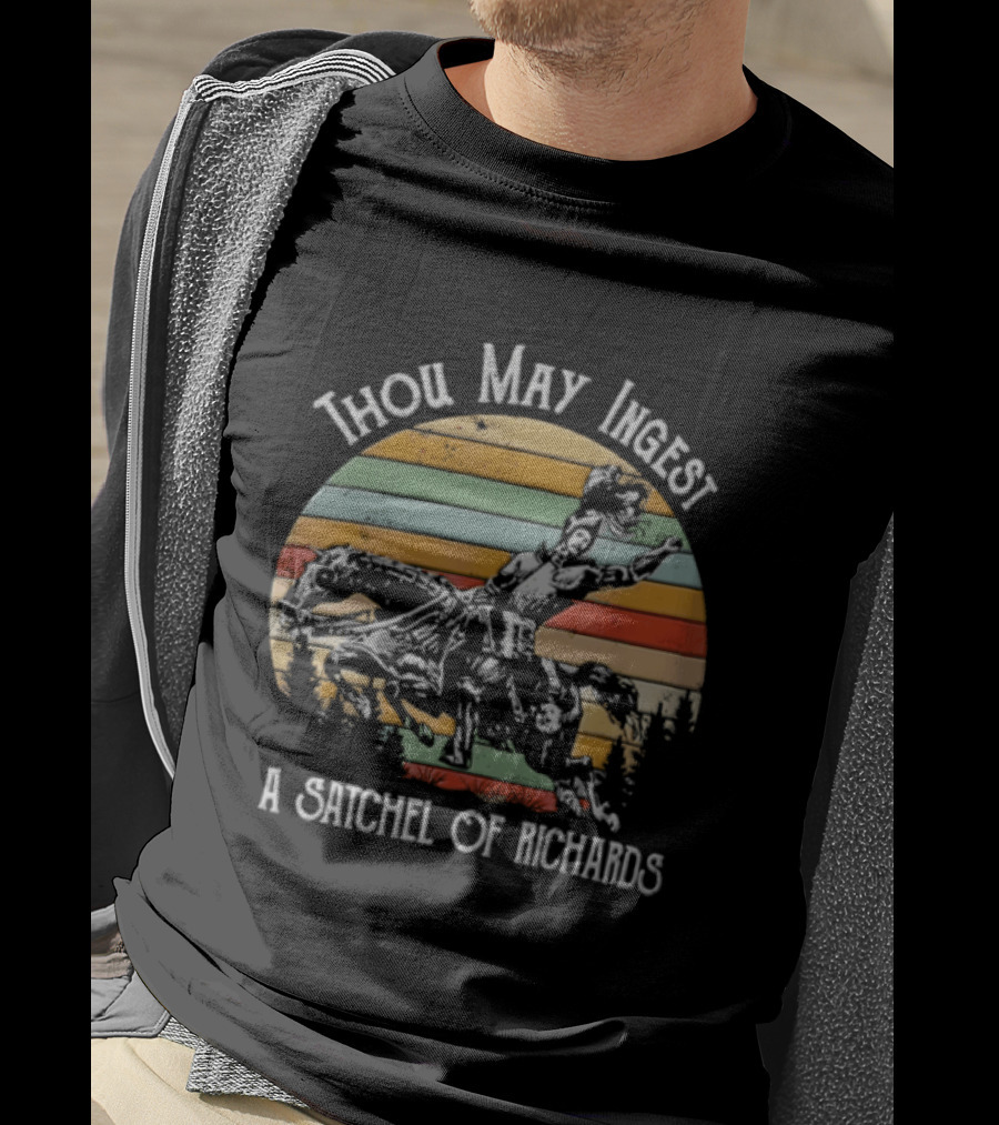 Thou May Ingest A Satchel Of Richards Knight On Horseback Retro Vintage Stripes T-Shirt