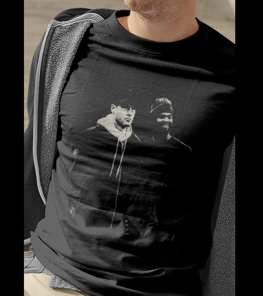 Two Men In Cap And Beanie Monochrome T-Shirt