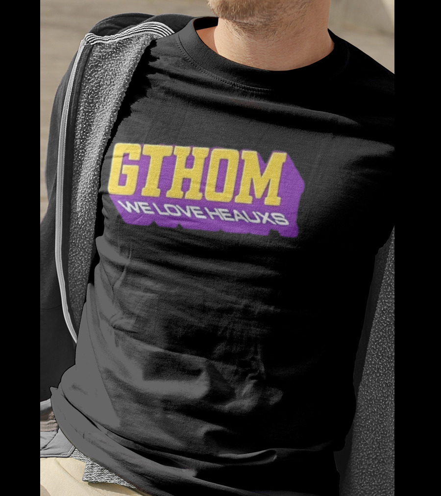 GTHOM We Love Heauxs Purple And Yellow Block Letters T-Shirt