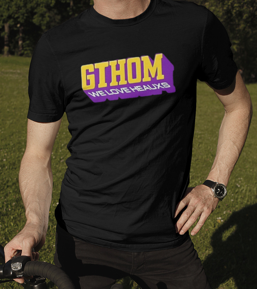GTHOM We Love Heauxs Purple And Yellow Block Letters T-Shirt